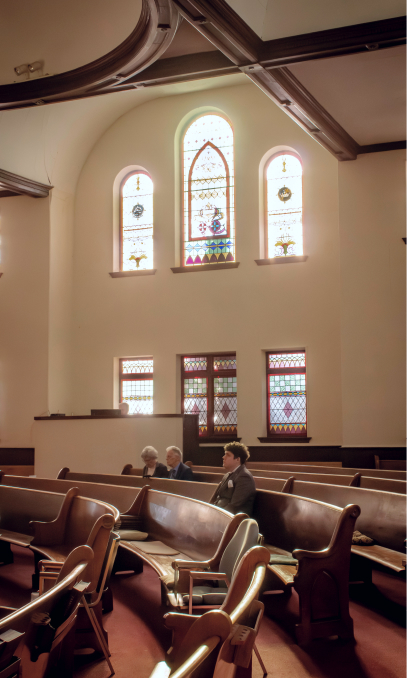 Offering being collected during church service